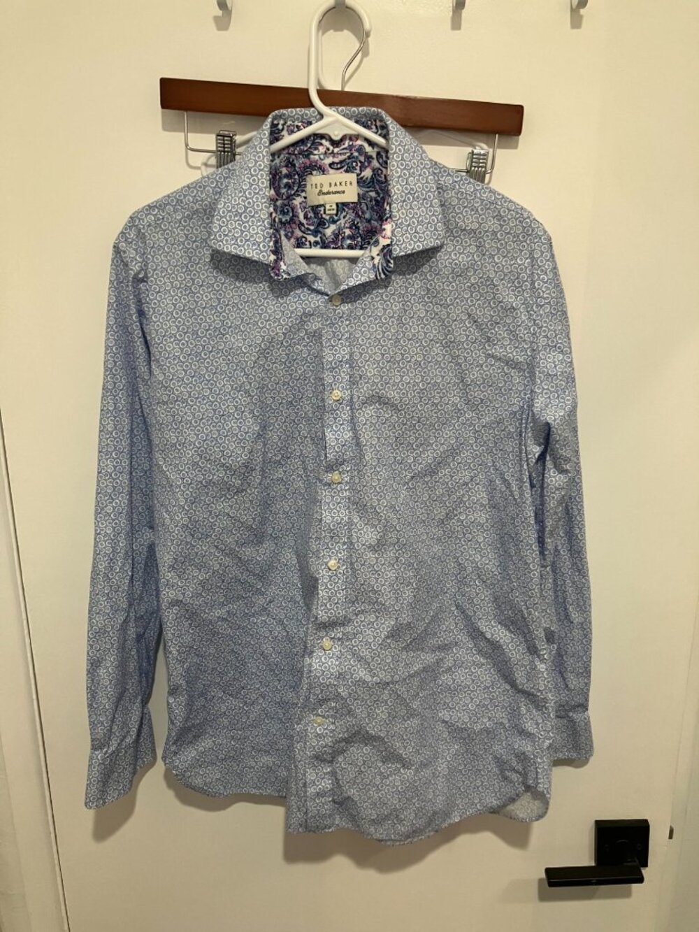 Ted Baker Endurance Men's 100% Cotton Patterned Dress Shirt, Blue, Size 16-34/35